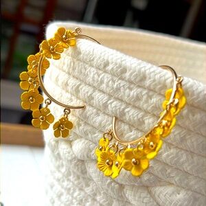 NEW Yellow Blossom Hoop Earrings.